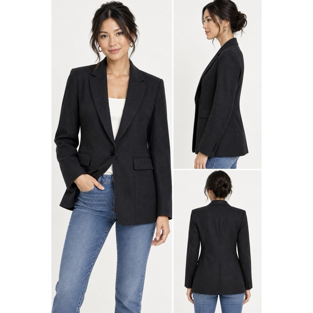 NEW! AYR Wool Blend Blazer Jacket Charcoal Gray SZ 6